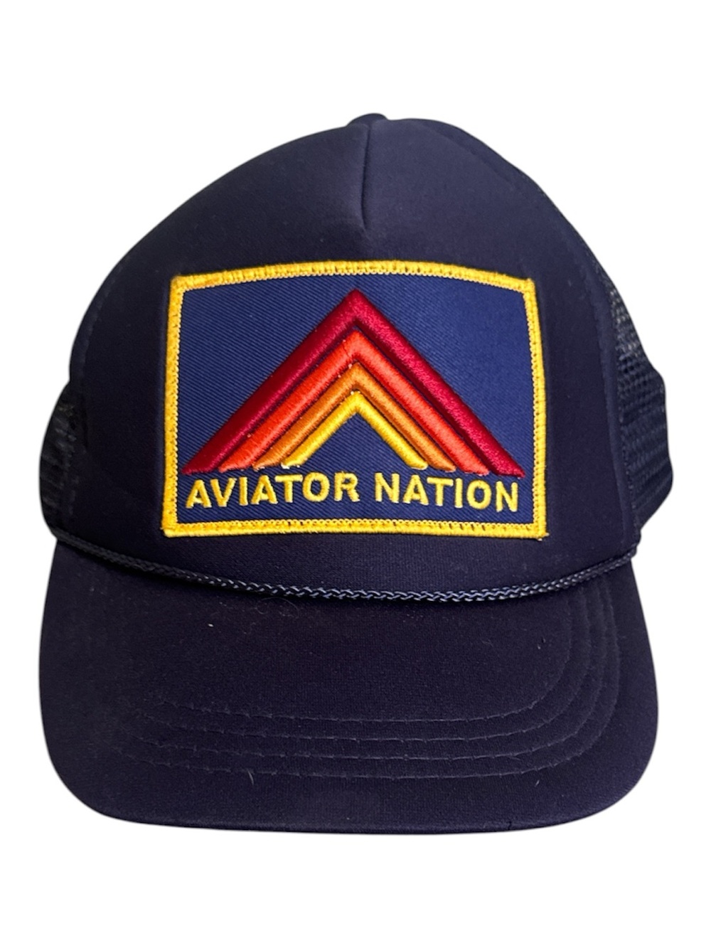 Aviator Nation Navy Hat with Rainbow Chevron Patch